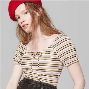 NWT Tie Up Striped Crop Top